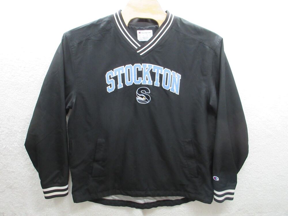 STOCKTON University Champion V-Neck Polyester Pullover Jacket Men's Large